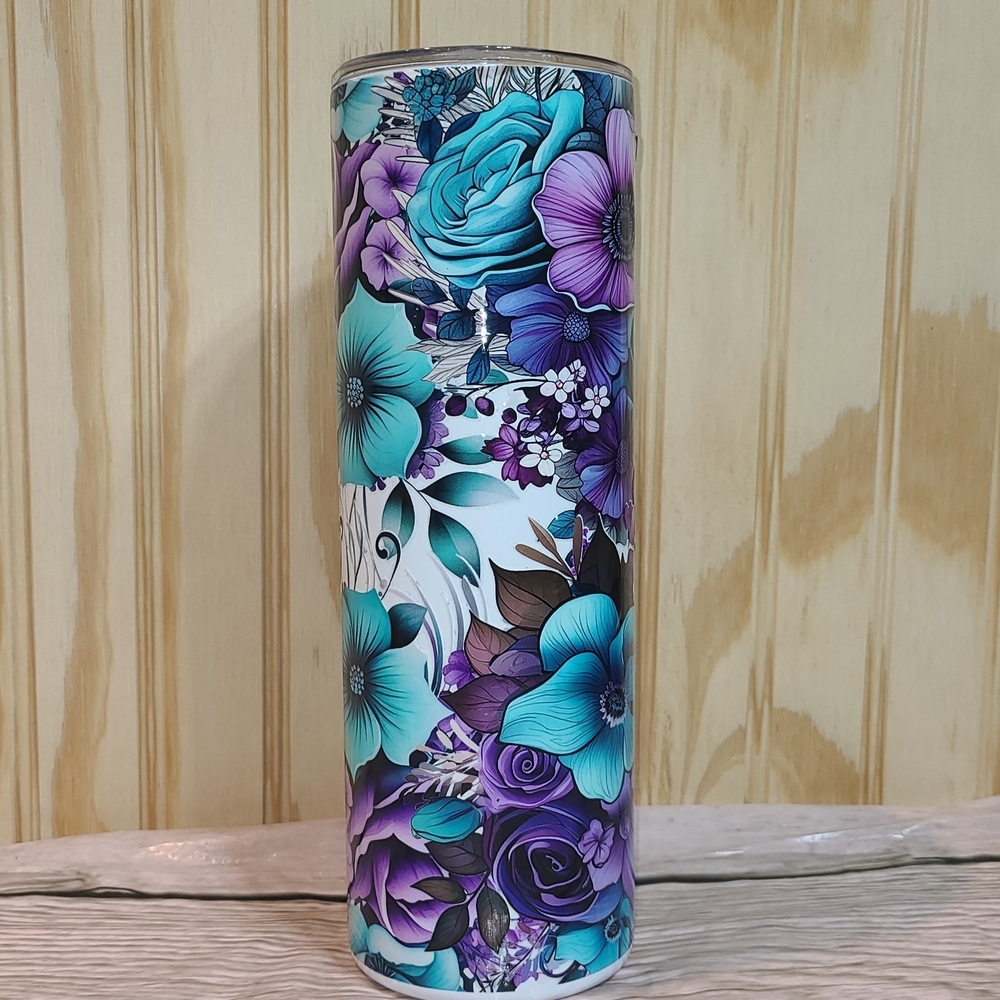 Midnight Bloom Stainless Steel Insulated 30 oz tumbler  Purple and Blue